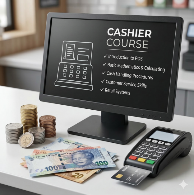 A picture of a POS system with some bank notes