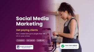 Social Media Marketing course: a woman filming a cooking video on her phone