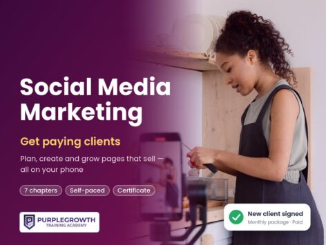 Social Media Marketing course: a woman filming a cooking video on her phone