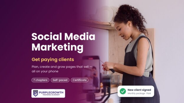 Social Media Marketing course: a woman filming a cooking video on her phone
